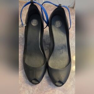 Melissa Women’s Black Jelly Wedges with Blue Strap